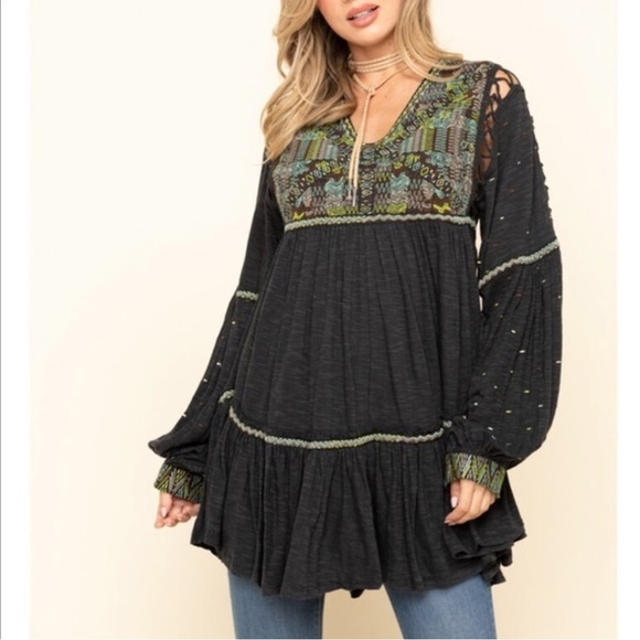 Free People Tunic Embroidered Top Size XS - Picture 1 of 8